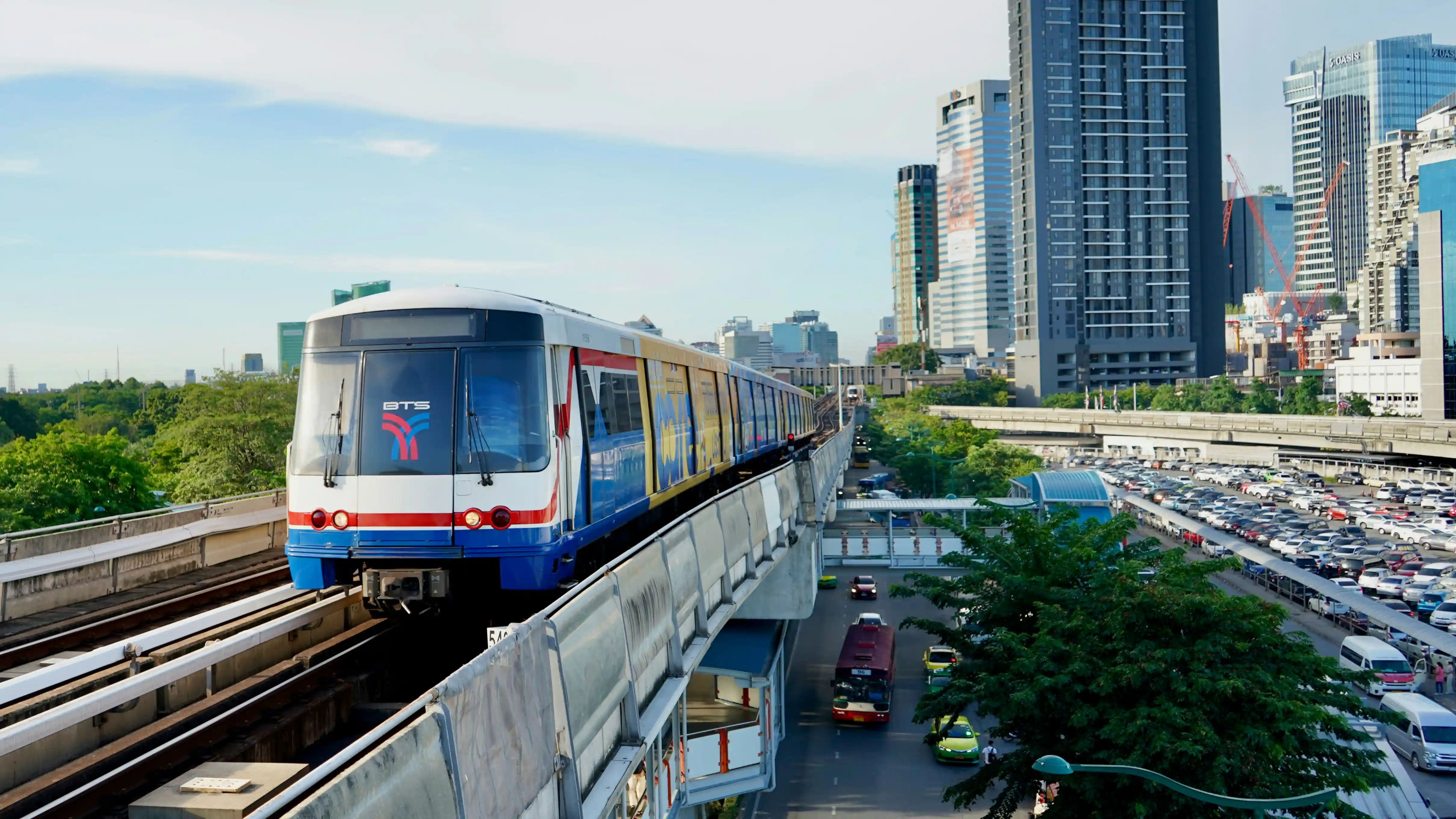 BTS Skytrain elevated railway running through Bangkok